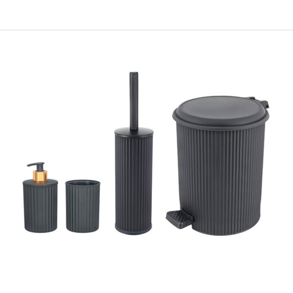Omnipazar ELF-N522 Nostalji 4'lü Çöp Kovalı Wc Fırçalı Banyo Seti