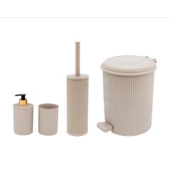 Omnipazar ELF-N522 Nostalji 4'lü Çöp Kovalı Wc Fırçalı Banyo Seti