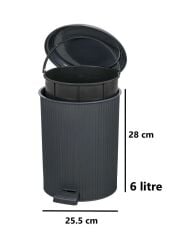 Omnipazar ELF-N522 Nostalji 4'lü Çöp Kovalı Wc Fırçalı Banyo Seti Antrasit (116)