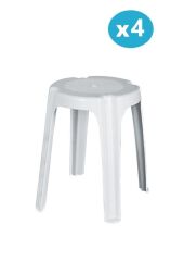 Omnipazar SY-4640 Plastik Tabure Büyük Boy 4'lü Set Beyaz