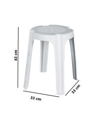 Omnipazar SY-4640 Plastik Tabure Büyük Boy 4'lü Set Beyaz