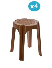 Omnipazar SY-4640 Plastik Tabure Büyük Boy 4'lü Set Kahverengi