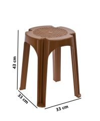 Omnipazar SY-4640 Plastik Tabure Büyük Boy 4'lü Set Kahverengi