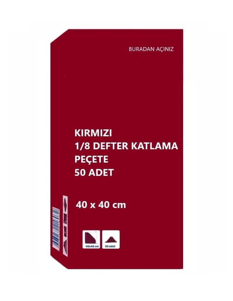 Omnisoft 40x40 cm 1/8 Defter Katlama Servis Peçetesi 50 Adet Kırmızı
