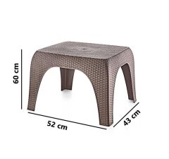 Omnipazar SY-2590 Hasır Desen Plastik Bahçe Balkon Plaj Şezlong Sehpa 4'lü Set Kahverengi