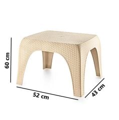 Omnipazar SY-2590 Hasır Desen Plastik Bahçe Balkon Plaj Şezlong Sehpa 4'lü Set Bej