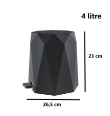 Omnipazar ELF-476 Geo Plastik Pedallı Çöp Kovası 4 Litre Antrasit (116)