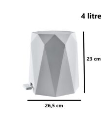 Omnipazar ELF-476 Geo Plastik Pedallı Çöp Kovası 4 Litre Beyaz