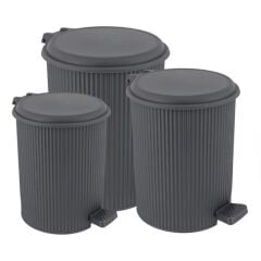 Omnipazar ELF-N320 Nostalji 3 Boy Plastik Pedallı Çöp Kovası