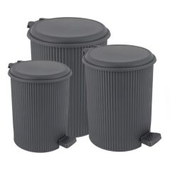 Omnipazar ELF-N320 Nostalji 3 Boy Plastik Pedallı Çöp Kovası Antrasit (116)