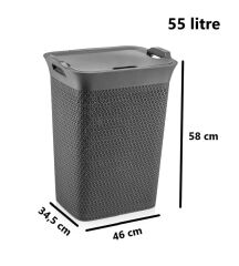 Omnipazar SY-4630 Plastik Safir Kirli Çamaşır Sepeti 55 lt Antrasit