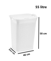 Omnipazar SY-4630 Plastik Safir Kirli Çamaşır Sepeti 55 lt Beyaz