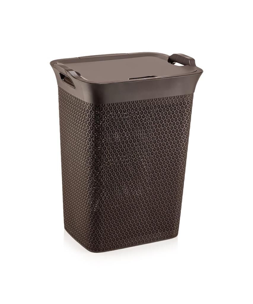 Omnipazar SY-4630 Plastik Safir Kirli Çamaşır Sepeti 55 lt Kahverengi