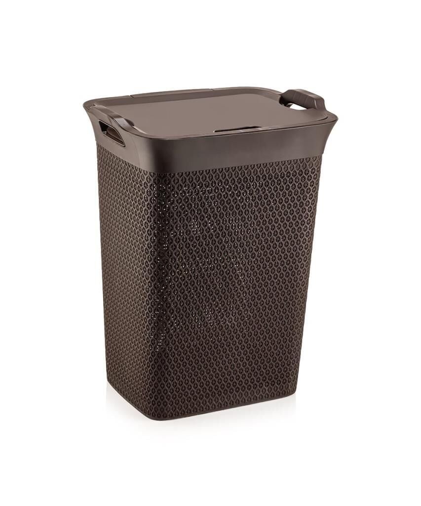 Omnipazar SY-4630 Plastik Safir Kirli Çamaşır Sepeti 55 lt Kahverengi