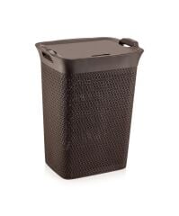Omnipazar SY-4630 Plastik Safir Kirli Çamaşır Sepeti 55 lt Kahverengi