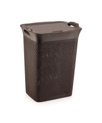 Omnipazar SY-4630 Plastik Safir Kirli Çamaşır Sepeti 55 lt Kahverengi