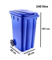 Omnipazar SY-6510 Tekerlekli Kapaklı Plastik Çöp Konteyneri 240 lt