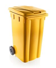 Omnipazar SY-6510 Tekerlekli Kapaklı Plastik Çöp Konteyneri 240 lt Sarı