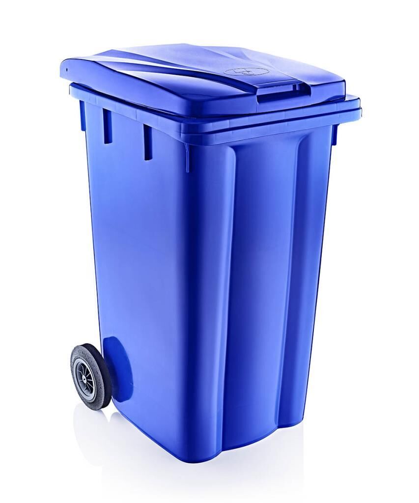 Omnipazar SY-6510 Tekerlekli Kapaklı Plastik Çöp Konteyneri 240 lt Mavi