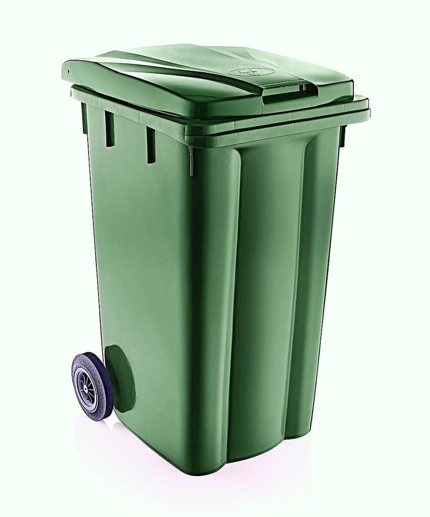 Omnipazar SY-6510 Tekerlekli Kapaklı Plastik Çöp Konteyneri 240 lt YEŞİL