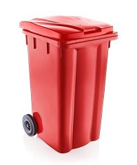 Omnipazar SY-6510 Tekerlekli Kapaklı Plastik Çöp Konteyneri 240 lt Kırmızı