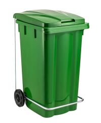 Omnipazar SY-6512 Pedallı Tekerlekli Kapaklı Çöp Konteyneri 240 lt Yeşil