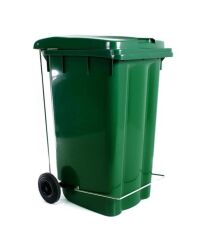 Omnipazar SY-6512 Pedallı Tekerlekli Kapaklı Çöp Konteyneri 240 lt Yeşil