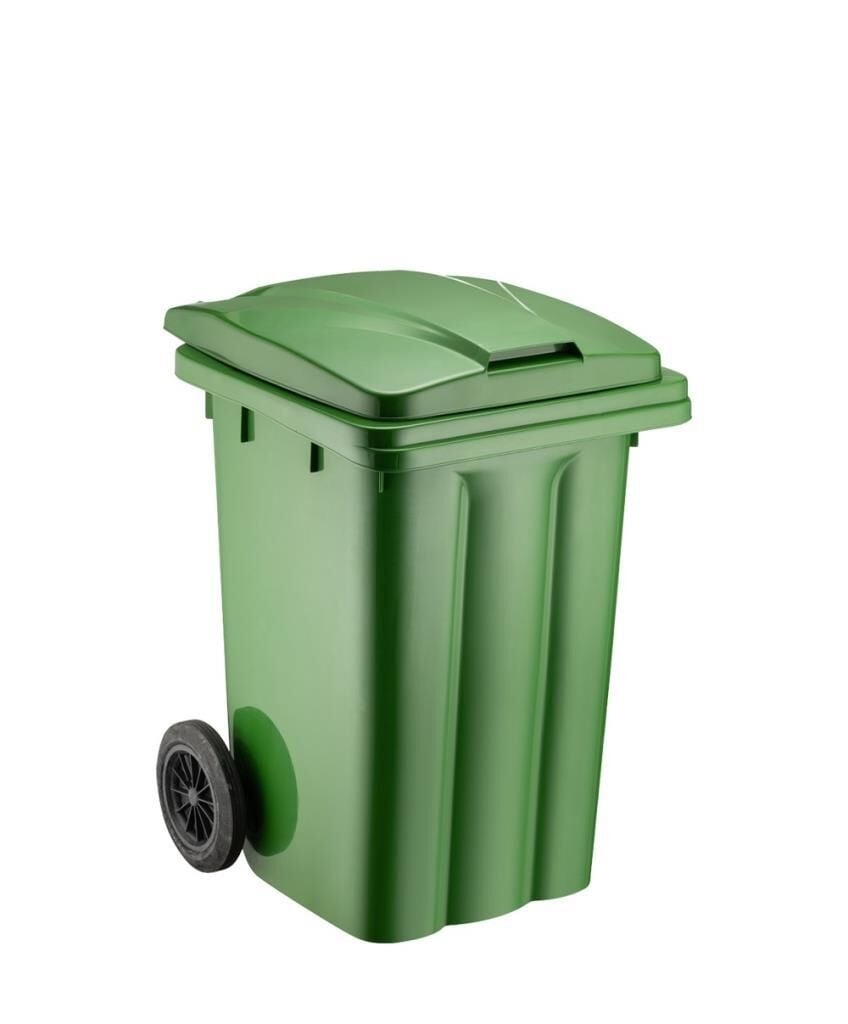 Omnipazar SY-6502 Tekerlekli Kapaklı Plastik Çöp Konteyneri 80 lt Yeşil