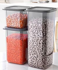 Omnipazar SY-2735 Fresca Kare Erzak Saklama Kabı Silikon Kapak 3'lü Set