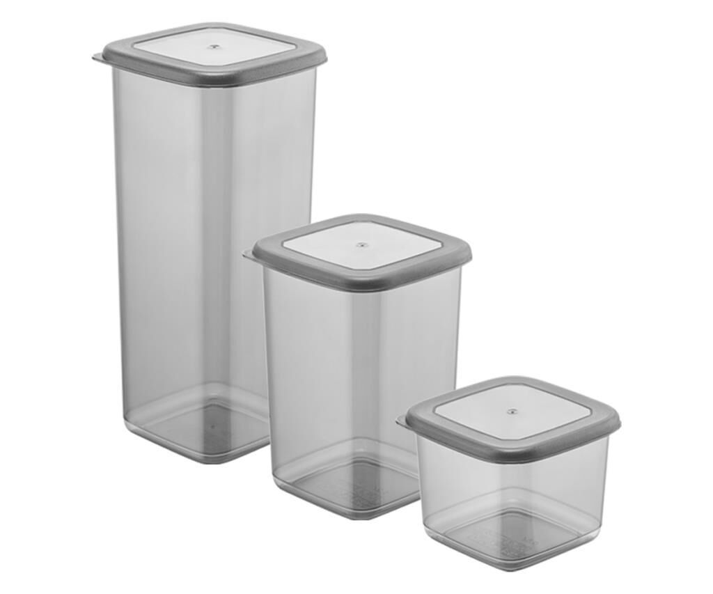 Omnipazar SY-2734 Fresca Kare Erzak Saklama Kabı Sert Kapak 3'lü Set