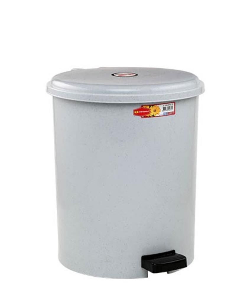Omnipazar SY-4219 Gri Pedallı Yuvarlak Çöp Kovası İç Kovalı 40 Litre