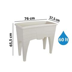 Omnipazar SO-AB02 Dekoratif Ayaklı Bahçe Yetiştirme Saksı 60 Litre No 2 Kirli Beyaz (113)