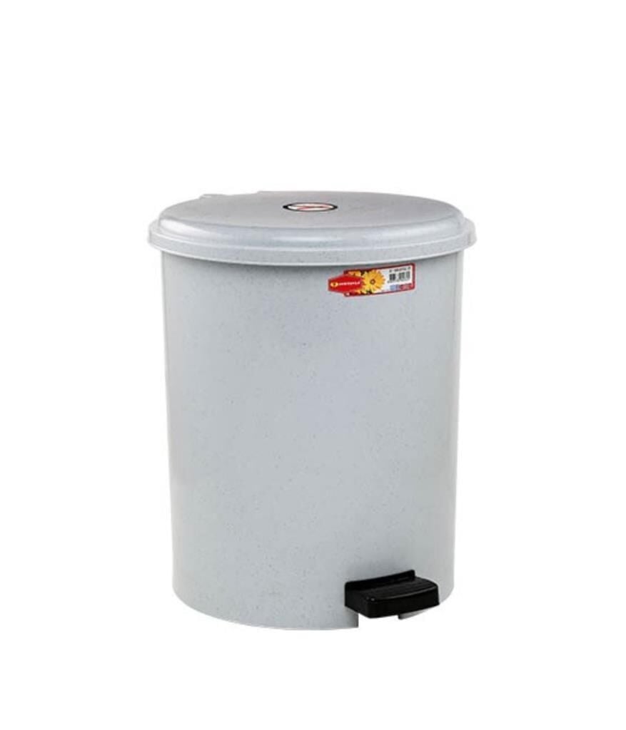 Omnipazar SY-4232 Gri Pedallı Yuvarlak Çöp Kovası İç Kovalı 25 Litre