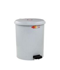 Omnipazar SY-4232 Gri Pedallı Yuvarlak Çöp Kovası İç Kovalı 25 Litre