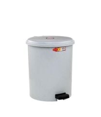 Omnipazar SY-4231 Gri Pedallı Yuvarlak Çöp Kovası İç Kovalı 15 Litre
