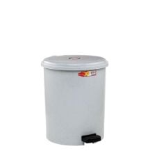 Omnipazar SY-4230 Gri Pedallı Yuvarlak Çöp Kovası İç Kovalı 10 Litre
