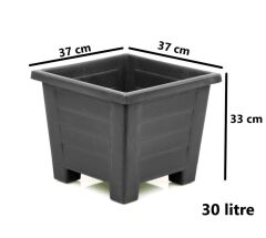 Omnipazar  SY-5848 Dekoratif Plastik Kare Ayaklı Saksı 30 Litre No 5 Antrasit (116)