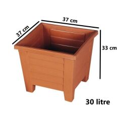 Omnipazar  SY-5848 Dekoratif Plastik Kare Ayaklı Saksı 30 Litre No 5 Kiremit (108)
