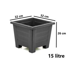 Omnipazar  SY-5847 Dekoratif Plastik Kare Ayaklı Saksı 15 Litre No 4