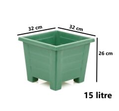 Omnipazar  SY-5847 Dekoratif Plastik Kare Ayaklı Saksı 15 Litre No 4 YEŞİL
