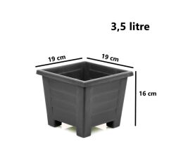 Omnipazar  SY-5845 Dekoratif Plastik Kare Ayaklı Saksı 3,5 Litre No 2 Antrasit (116)