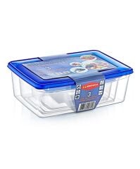 Omnipazar SY-2825 Plastik Şeffaf Renkli Köşeli Saklama Kabı 3 lü Set