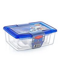 Omnipazar SY-2825 Plastik Şeffaf Renkli Köşeli Saklama Kabı 3 lü Set