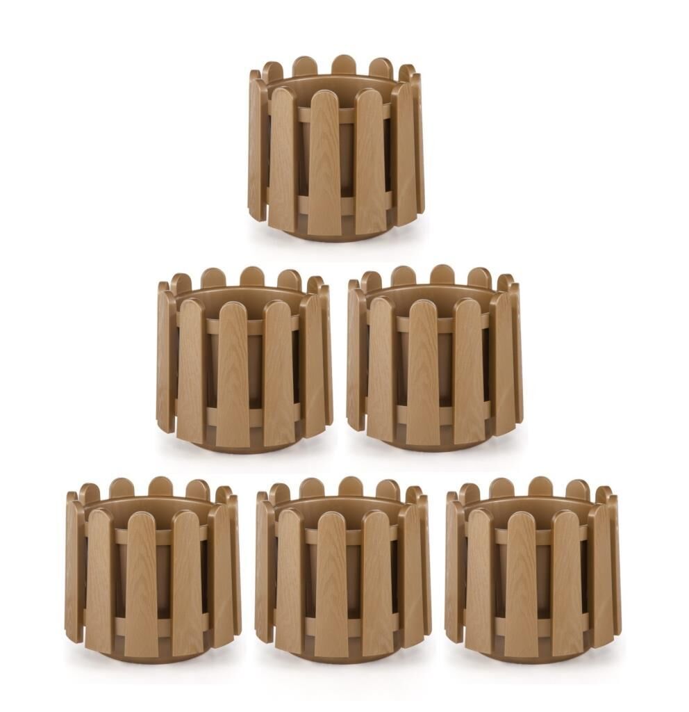 Omnipazar SO-İS03 İstanbul Dekoratif Yuvarlak Saksı 6,6 lt Mocha 6 Adet