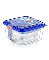 Omnipazar SY-2840 Plastik Şeffaf Renkli Kare Saklama Kabı 3'lü Set