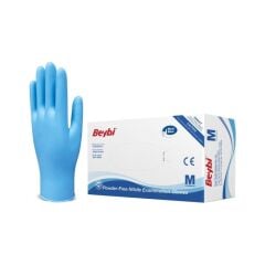 Beybi Nitril Pudrasız Mavi Muayene Eldiveni 100' Lü Paket Medium