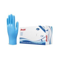 Beybi Nitril Pudrasız Mavi Muayene Eldiveni 100' Lü Paket Large