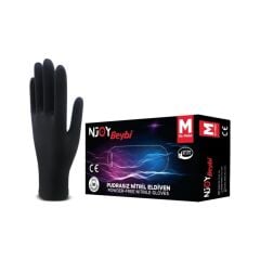Beybi Njoy Nitril Siyah Pudrasız Eldiven 100' Lü Paket Medium