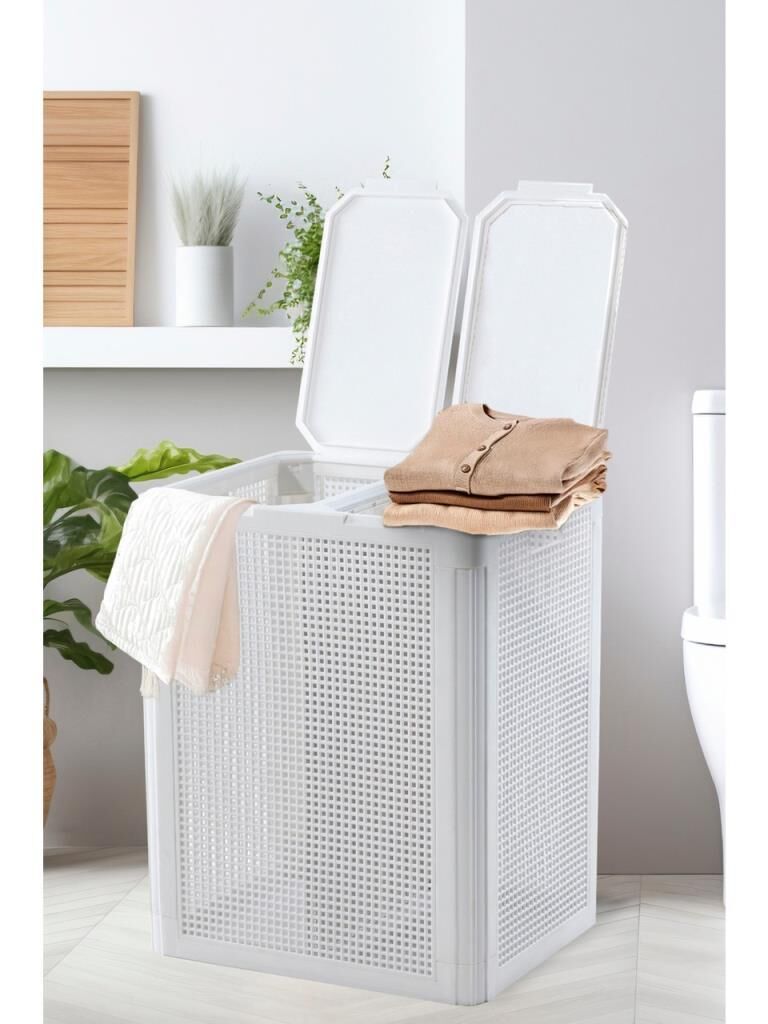 Omnipazar SY-4632 Smart Duo İki Bölmeli Kirli Çamaşır Sepeti 84 Litre