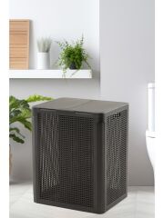 Omnipazar SY-4632 Smart Duo İki Bölmeli Kirli Çamaşır Sepeti 84 Litre Antrasit (116)